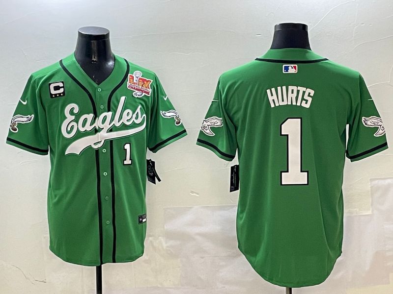 Men Philadelphia Eagles #1 Hurts Green three generations Jointly Name 2025 Nike Limited NFL Jersey style 18
